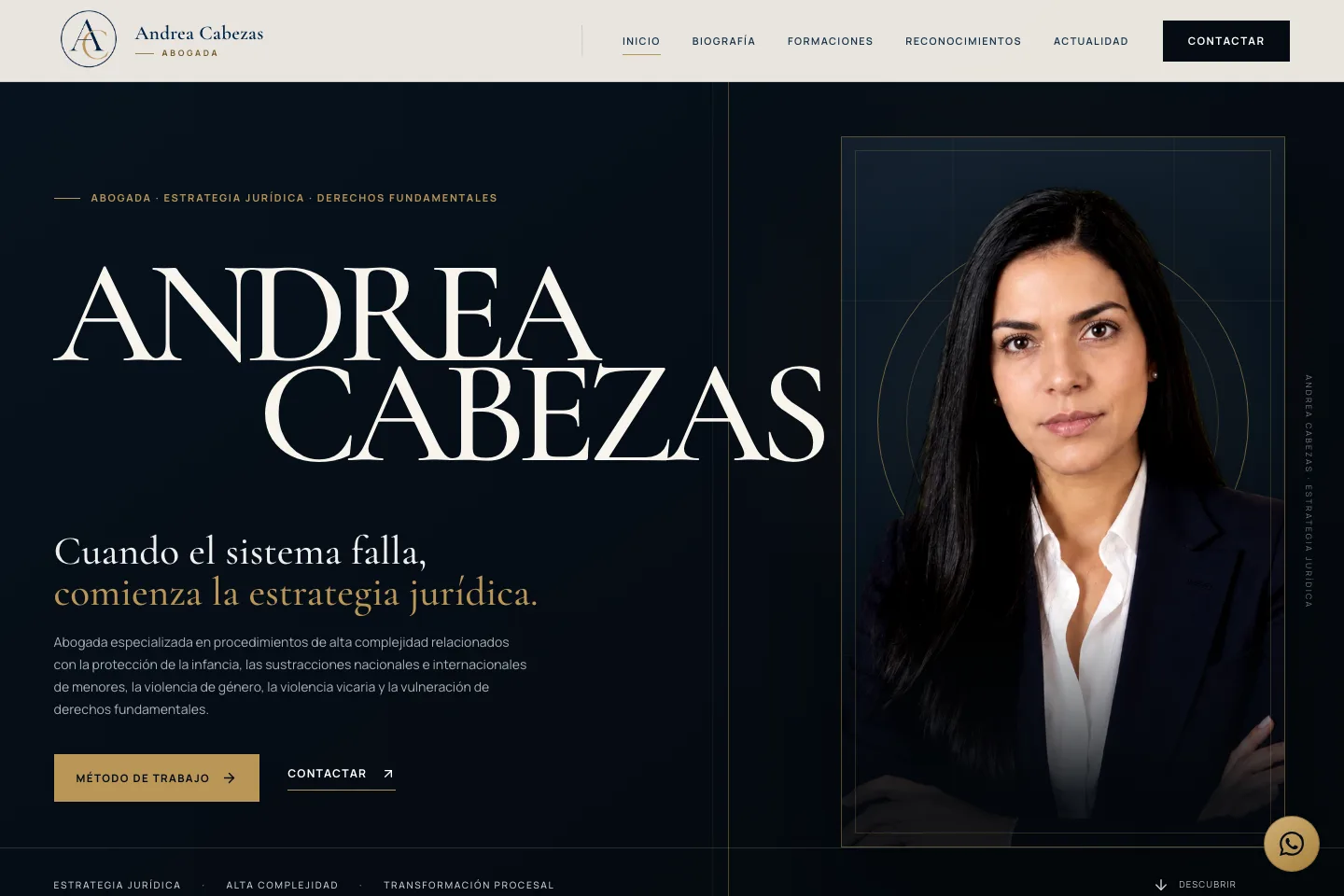 Web de Andrea Cabezas en su versión de escritorio