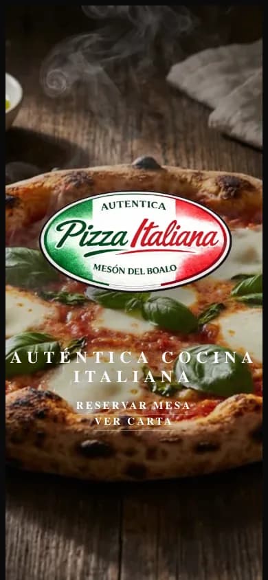 Web responsive de Auténtica Pizza Mesón del Boalo en un teléfono móvil